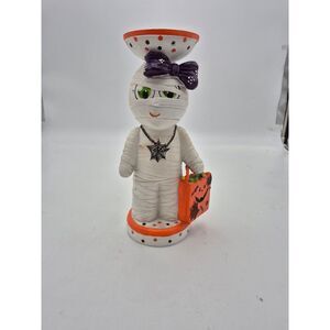 Temptations Halloween Mummy Figurine Candle Holder Spooky Home Decor NIB